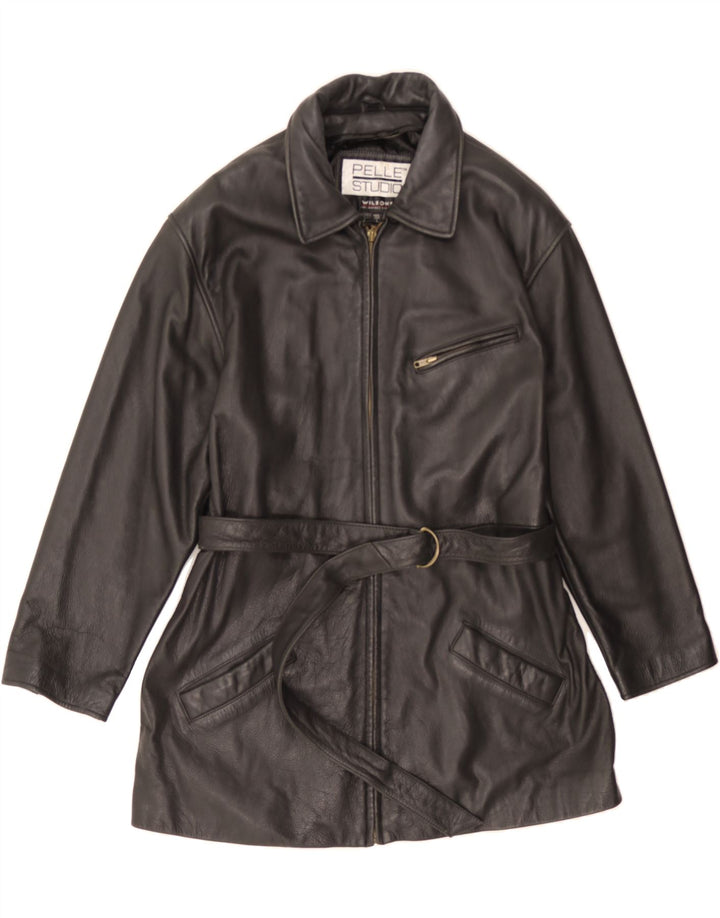 WILSONS Womens Leather Coat UK 16 Large Black Leather Vintage Wilsons and Second-Hand Wilsons from Messina Hembry 