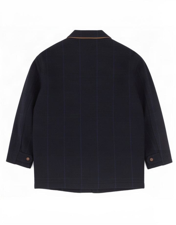 Belfe & Herre Utility Jacket IT 50 Large Navy Blue Check Wool