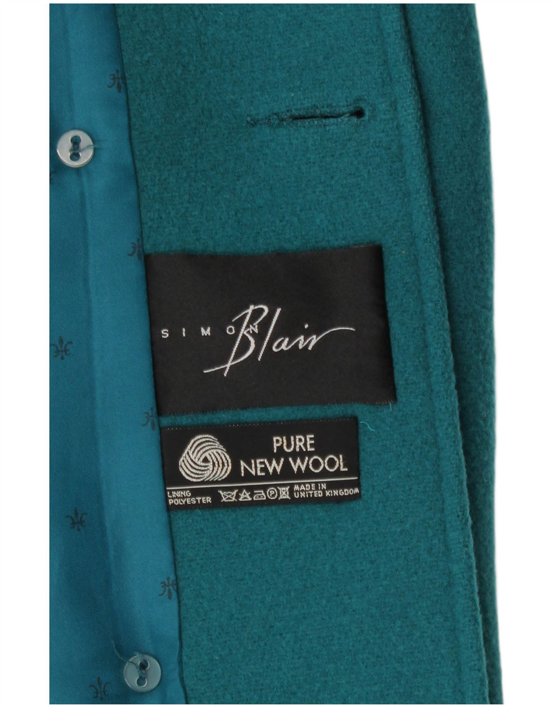 Simon Blair Dame Dobbeltradet Frakke UK 16 Large Green New Wool