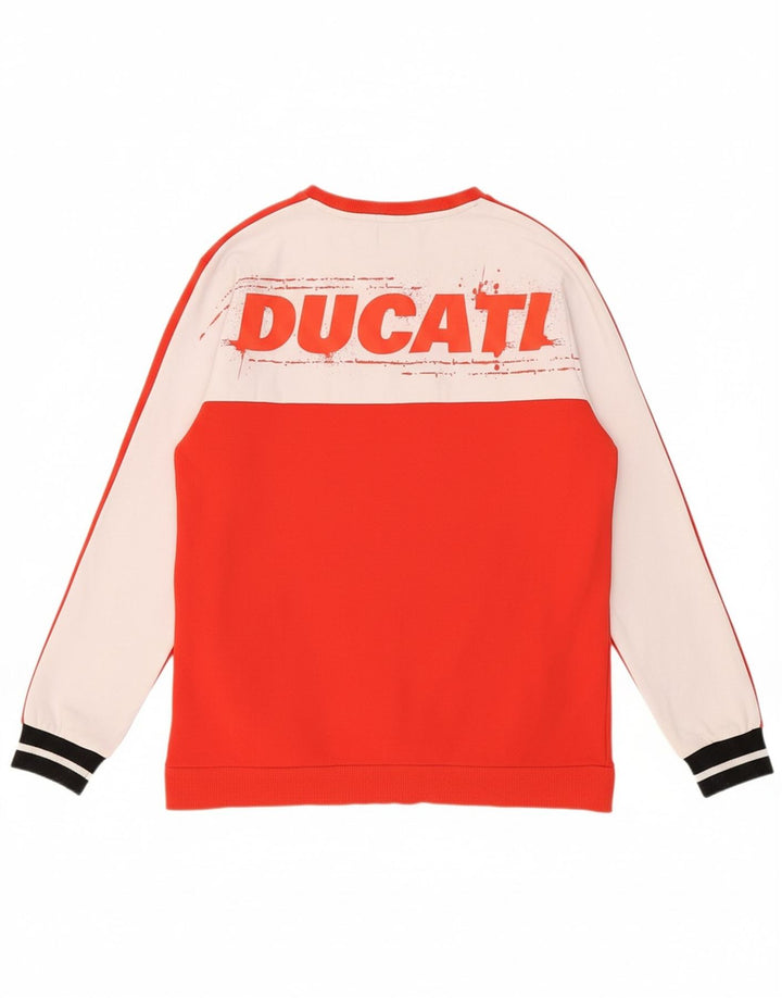 DUCATI Boys Graphic Sweatshirt Jumper 15-16 Years 2XL Red Colourblock