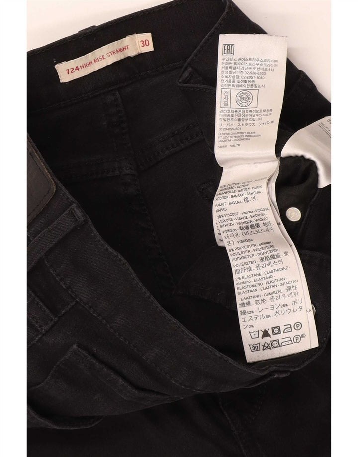 Levi's Womens 724 Højtaljede lige jeans W30 L30 sort bomuld