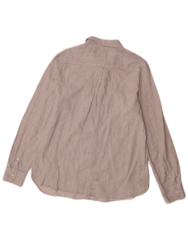 Fat Face Dame Flanell Shirt UK 14 Large White Pinstripe Bomuld