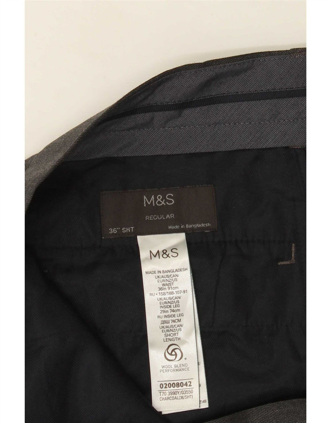 Marks & Spencer Herre Regular Fit Suit Bukser W36 L29 Grå polyester