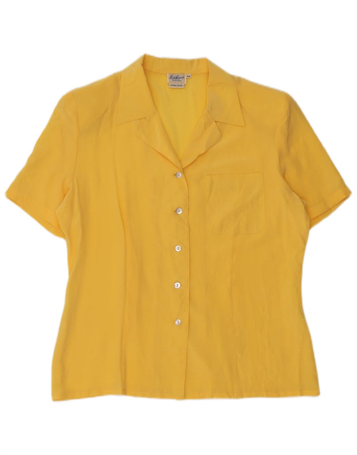 Luisa Spagnoli Dame Kortærmet Bluse IT 44 Medium Gul Silke