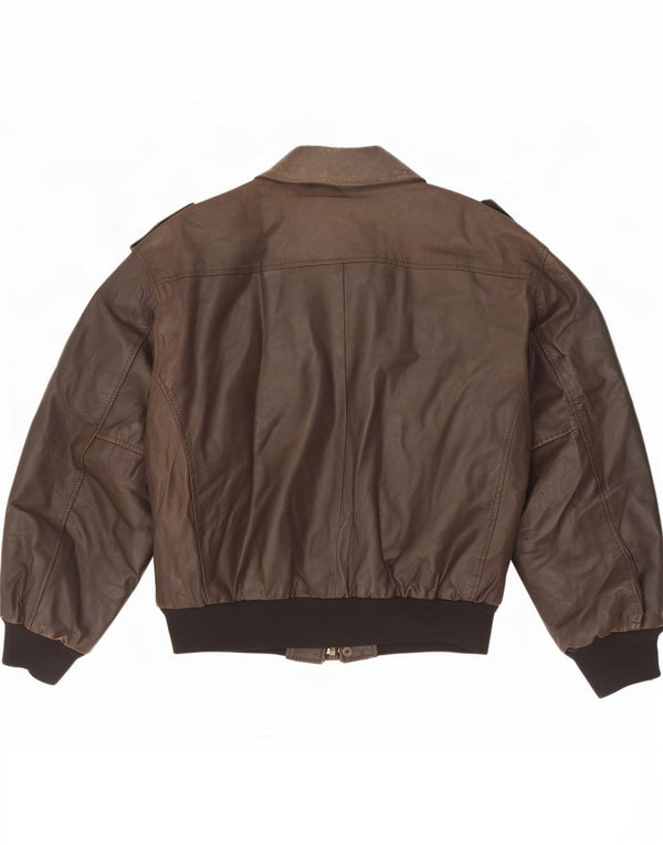 Vintage Herre Military Læderjakke IT 52 XL Brun