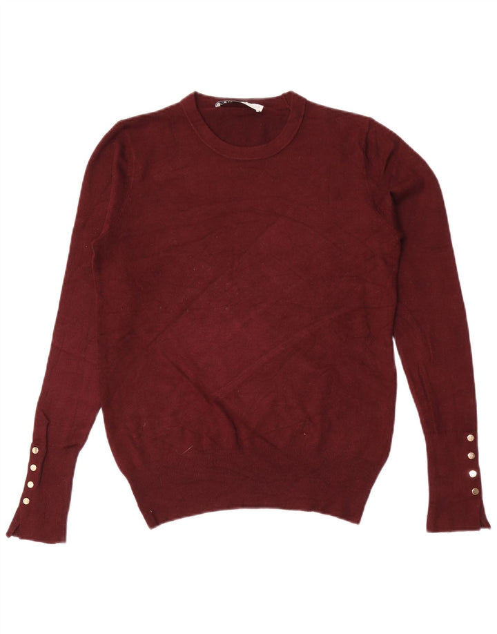 Zara Dame Jumper Sweater UK 12 Medium Burgundy