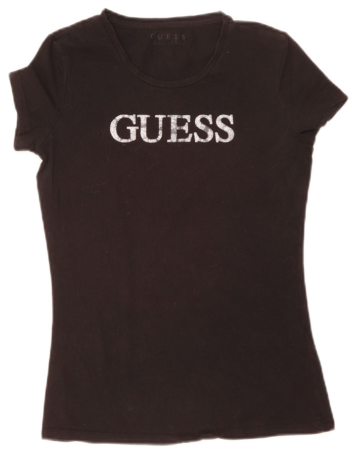 Guess Graphic T-Shirt Top UK 8 Small Black