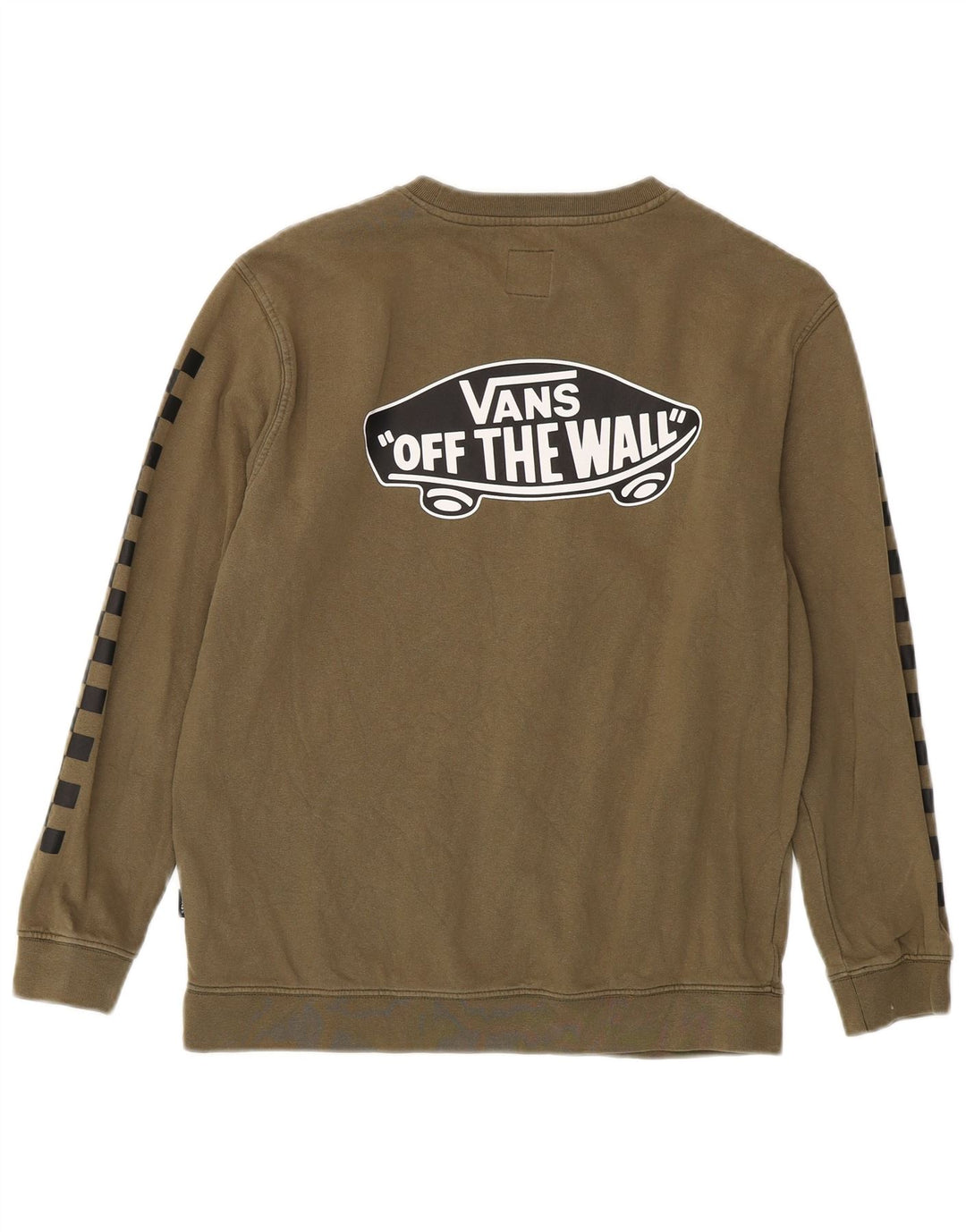 Vans Dame Grafisk Sweatshirt Jumper UK 16 Stor Khaki Bomuld