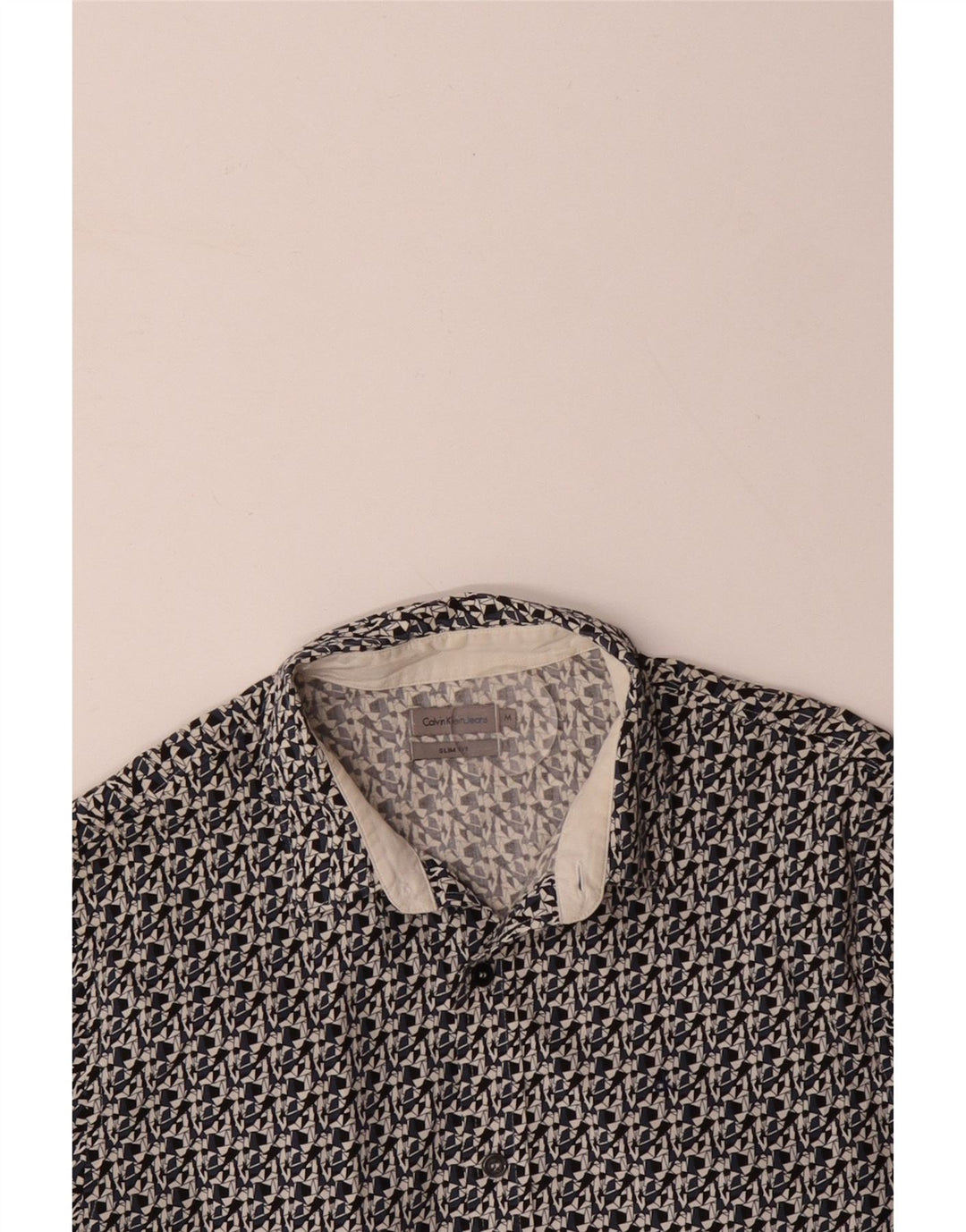 CALVIN KLEIN JEANS Herre Slim Fit skjorte Medium Sort Geometrisk Bomuld