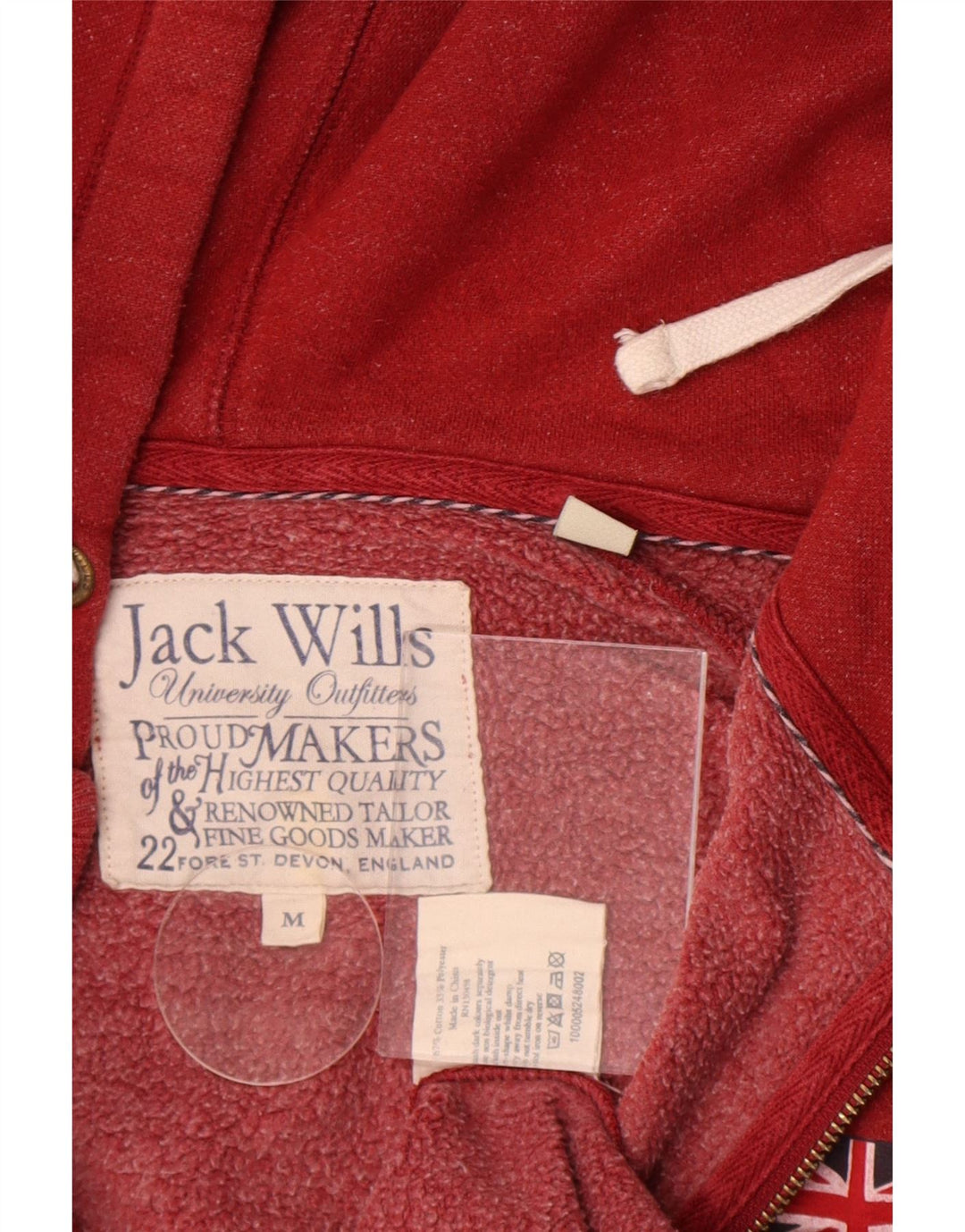Jack Wills Herre grafisk hættetrøje med lynlås mellemrød bomuld