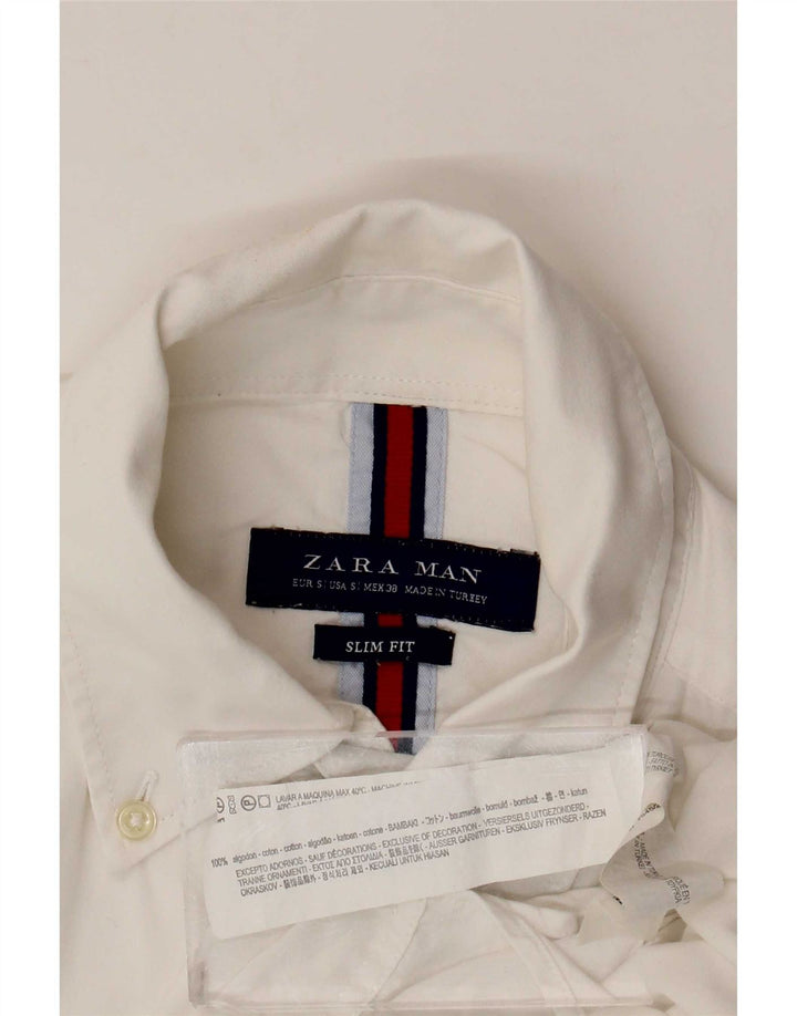 Zara Herre Slim Fit skjorte lille hvid bomuld