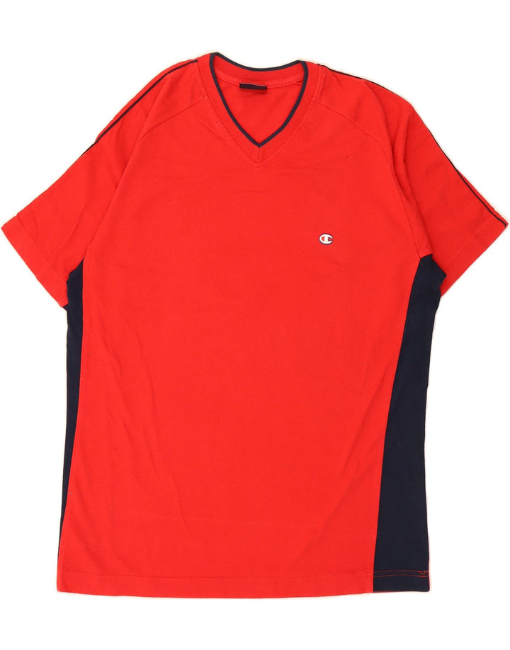 CHAMPION Mens T-Shirt Top XL Red Colourblock Cotton Vintage Champion and Second-Hand Champion from Messina Hembry 