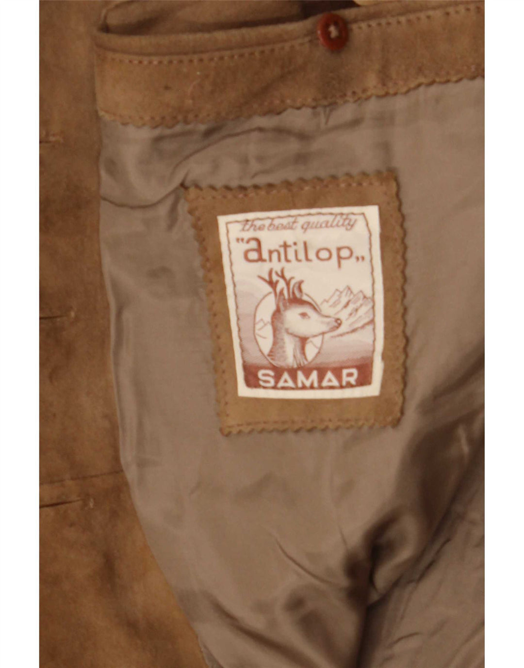Samar Dame 4-knaps Ruskind Blazer Jacket UK 14 Medium Beige