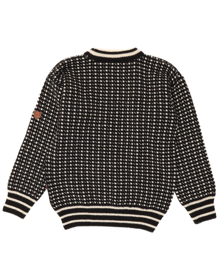 Bratens Herre Boat Neck Jumper Sweater Medium Sort Geometrisk Uld