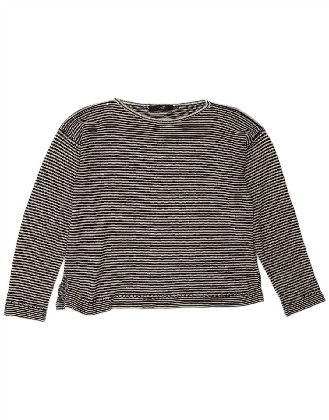 Max Mara Dame Weekend Top Langærmet UK 16 Stor Sort Nålestribe