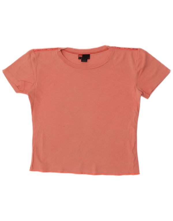 Diesel Womens Crop T-Shirt Top UK 18 XL Pink Bomuld