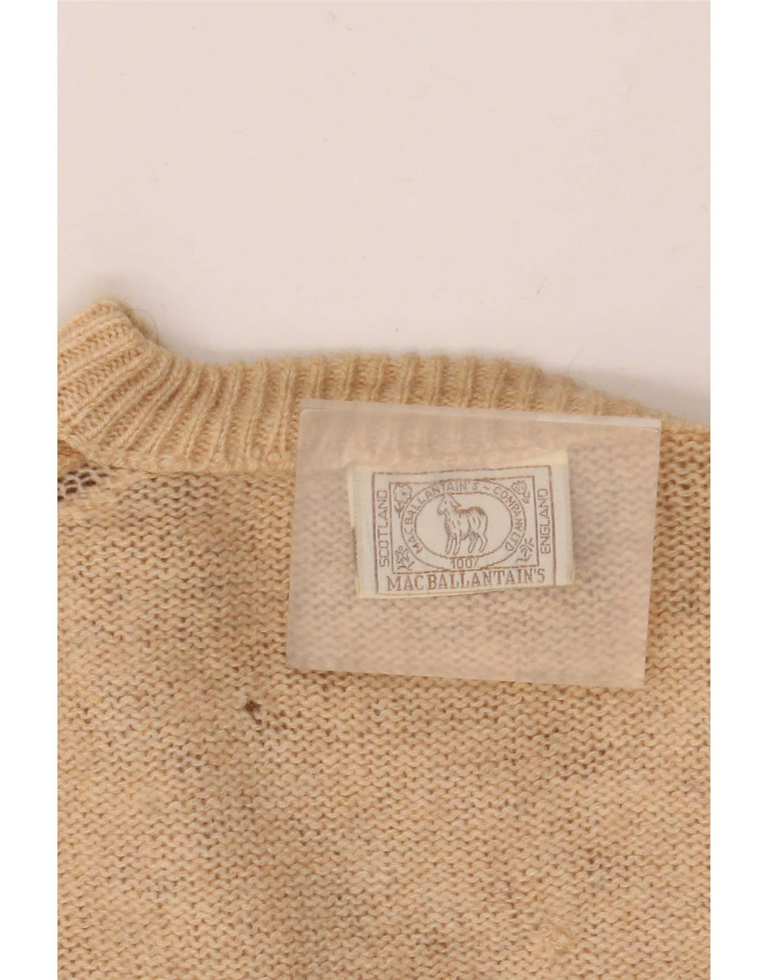Vintage herre rund hals sweater stor beige farveblok