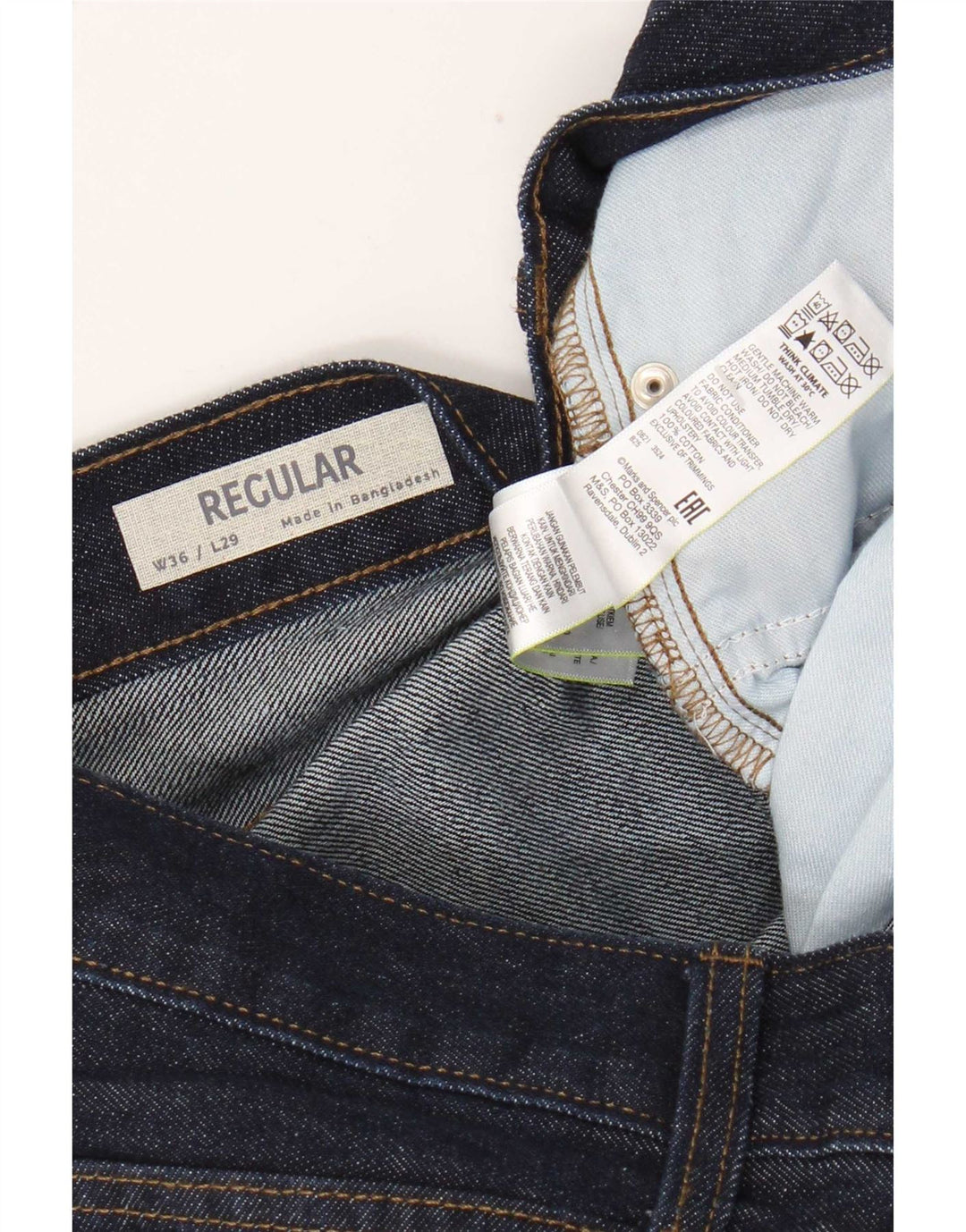 Marks & Spencer Herre Regular Straight Jeans W36 L29 Marineblå Bomuld