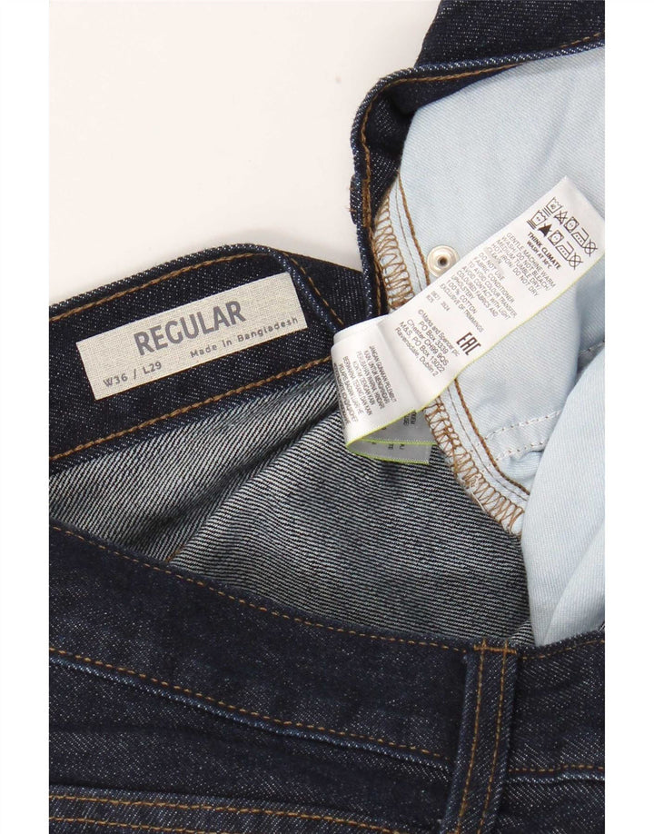 Marks & Spencer Herre Regular Straight Jeans W36 L29 Marineblå Bomuld