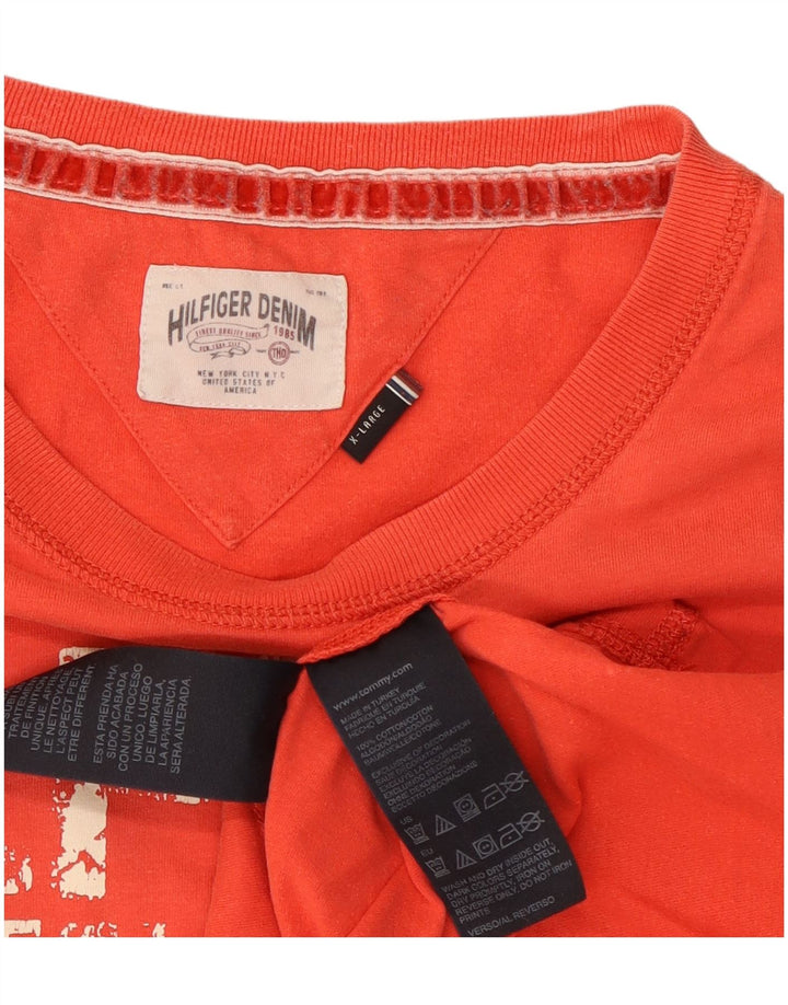Tommy Hilfiger Herre Grafisk Top Langærmet XL Rød Bomuld