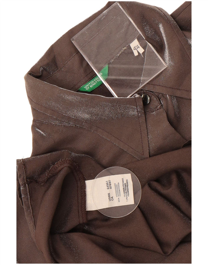 Benetton Dame Skjorte Bluse IT 44 Medium Grå Viscose