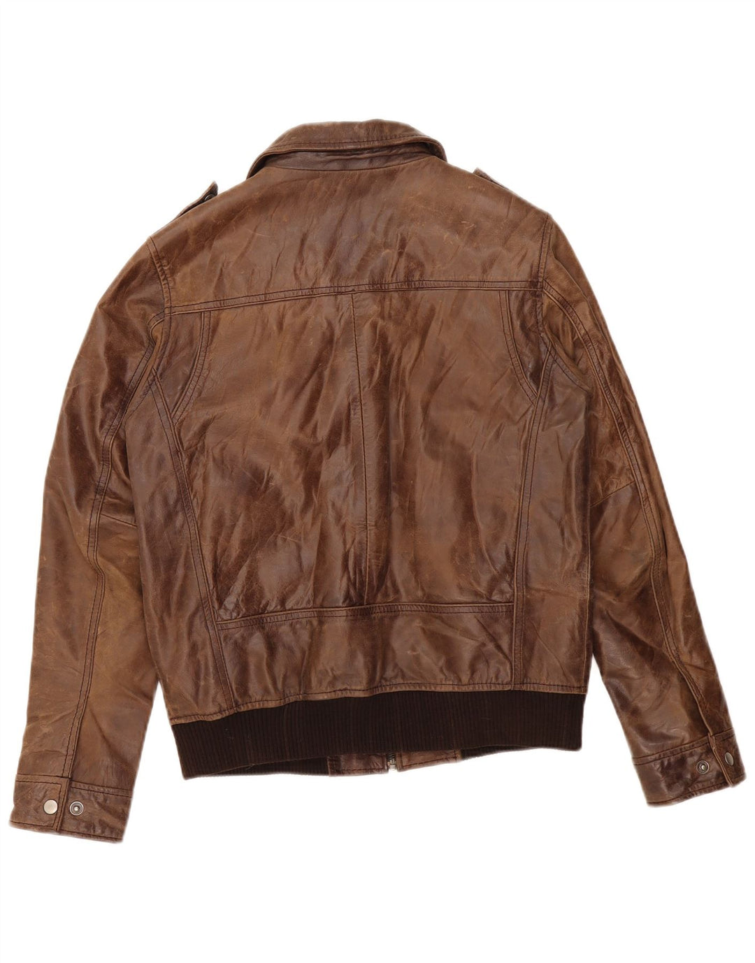 CELIO Herre Military Bomber Læderjakke UK 38 Medium Brown