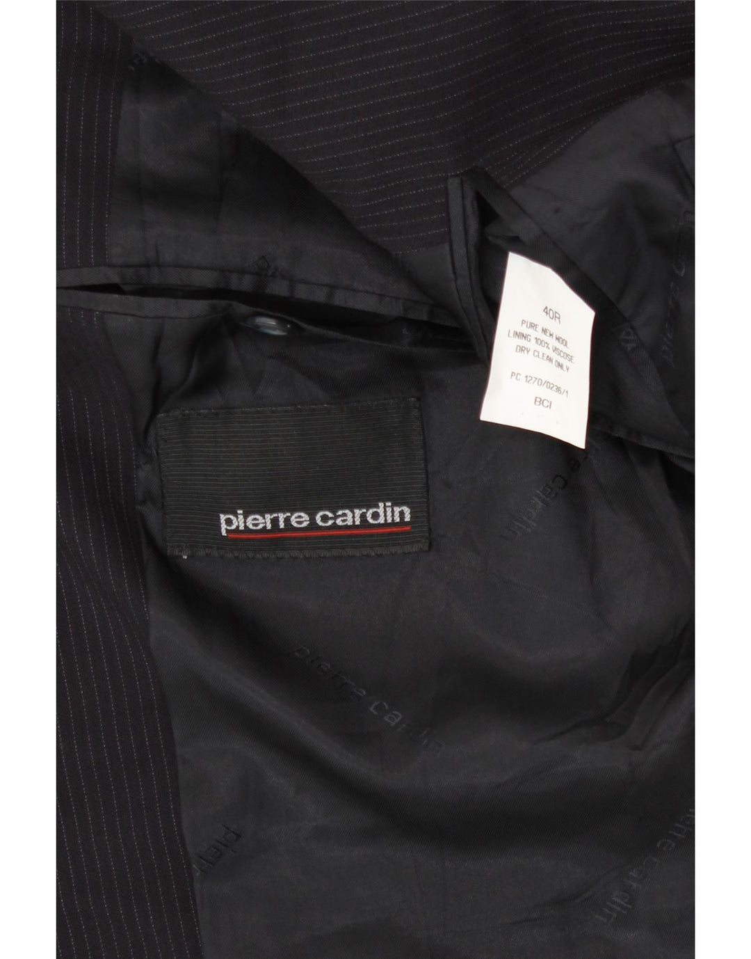 PIERRE CARDIN Mens 3 Button Blazer Jacket UK 40 Large Navy Blue Pinstripe Vintage Pierre Cardin and Second-Hand Pierre Cardin from Messina Hembry 