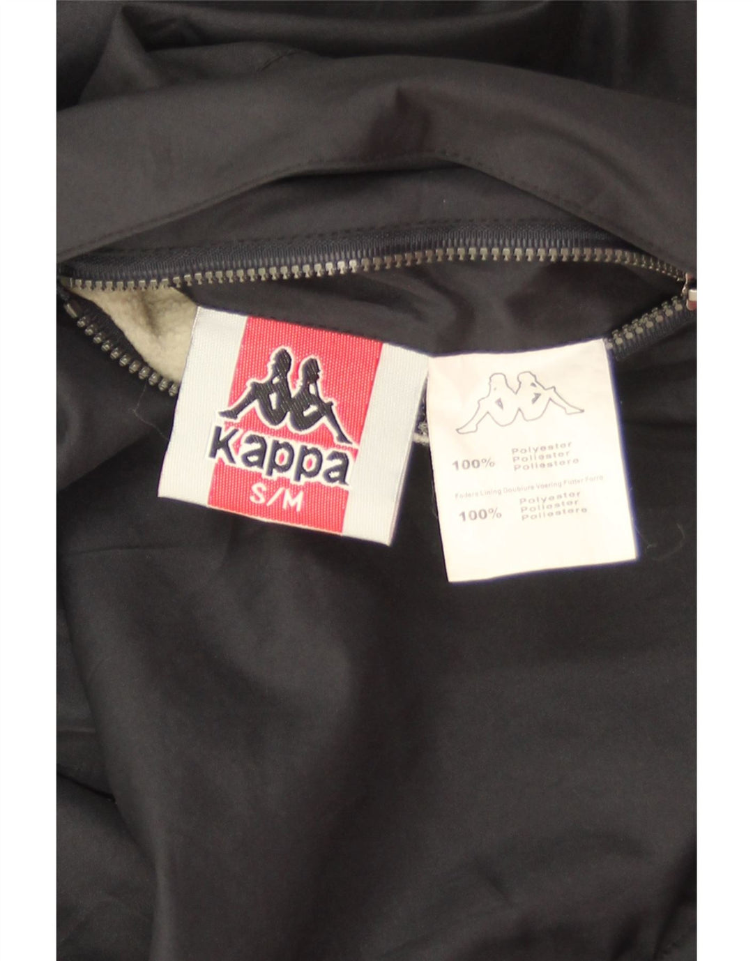 Kappa Herre Hætte Vendbar Windbreaker Jacket UK 36 Small Black Polyester