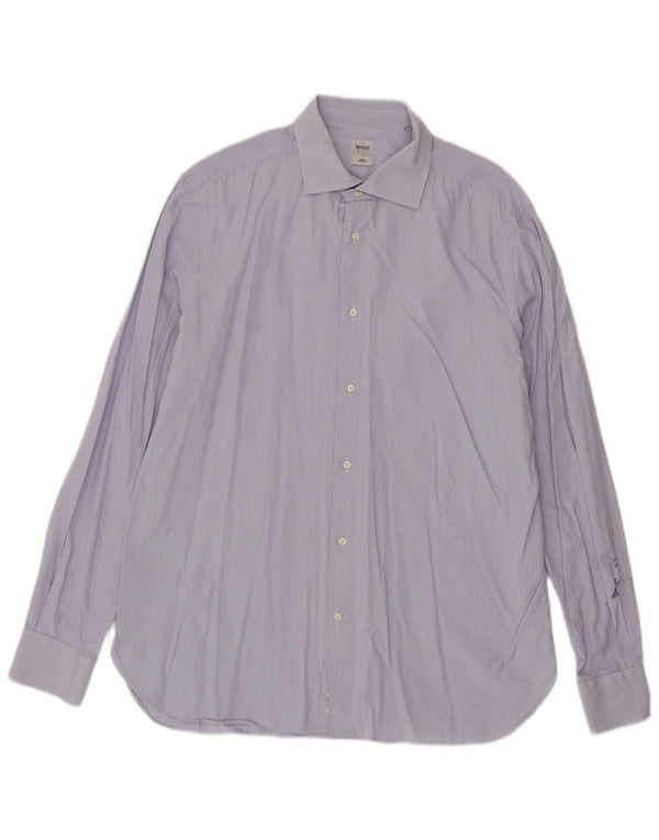 Boggi Mens Milano Tailored Fit Shirt Size 44 17 1/2 XL Blue Gingham Cotton
