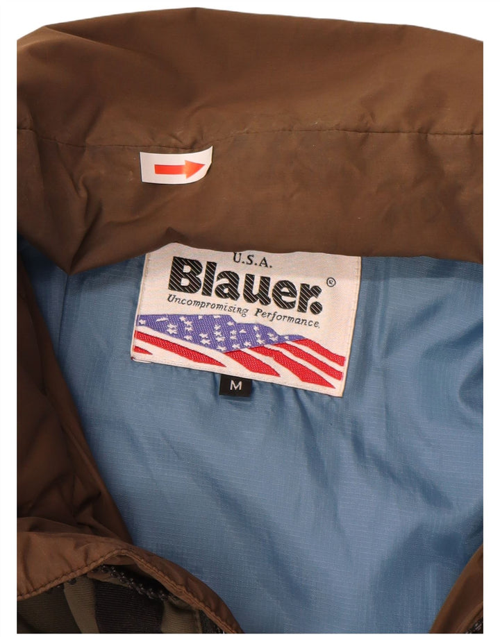 Blauer Herre grafisk polstret jakke UK 38 Medium Brown Colourblock Nylon