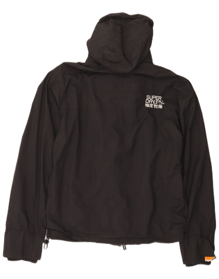 Superdry Regnjakke med hætte til mænd UK 40 Stor sort nylon