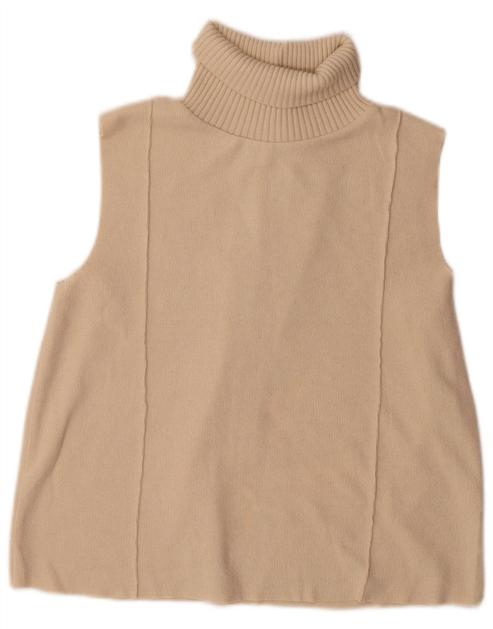 Zara Dame Vest Tank Top UK 10 Small Beige Polyester