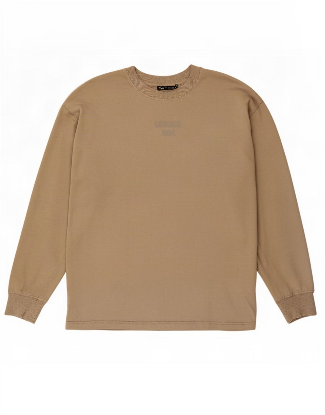 Zara Dame Oversized Top Langærmet Medium Beige Bomuld