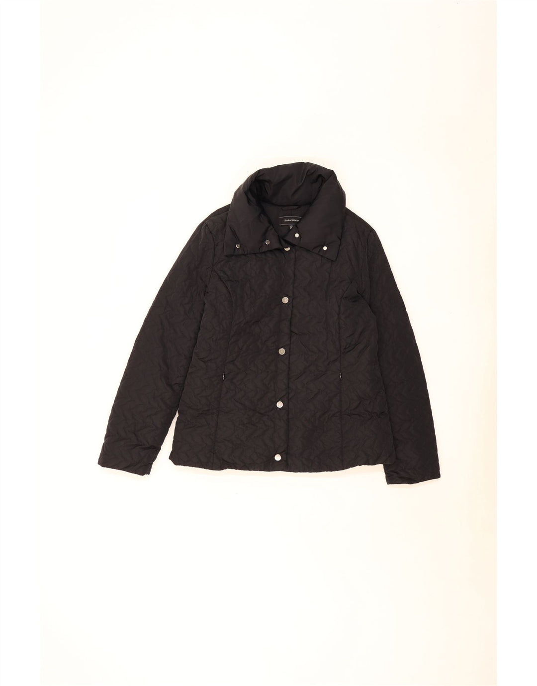 Zara Quiltet jakke til kvinder UK 16 Stor sort polyester
