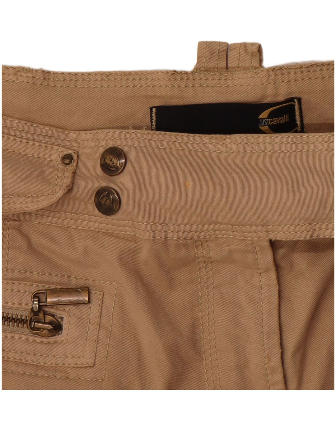 JUST CAVALLI Dame Cargo Capri Bukser IT 44 Medium W30 Beige Bomuld