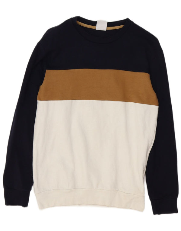 Zara Herre Sweatshirt Jumper Small White Colourblock Bomuld