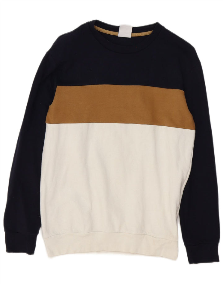 Zara Herre Sweatshirt Jumper Small White Colourblock Bomuld
