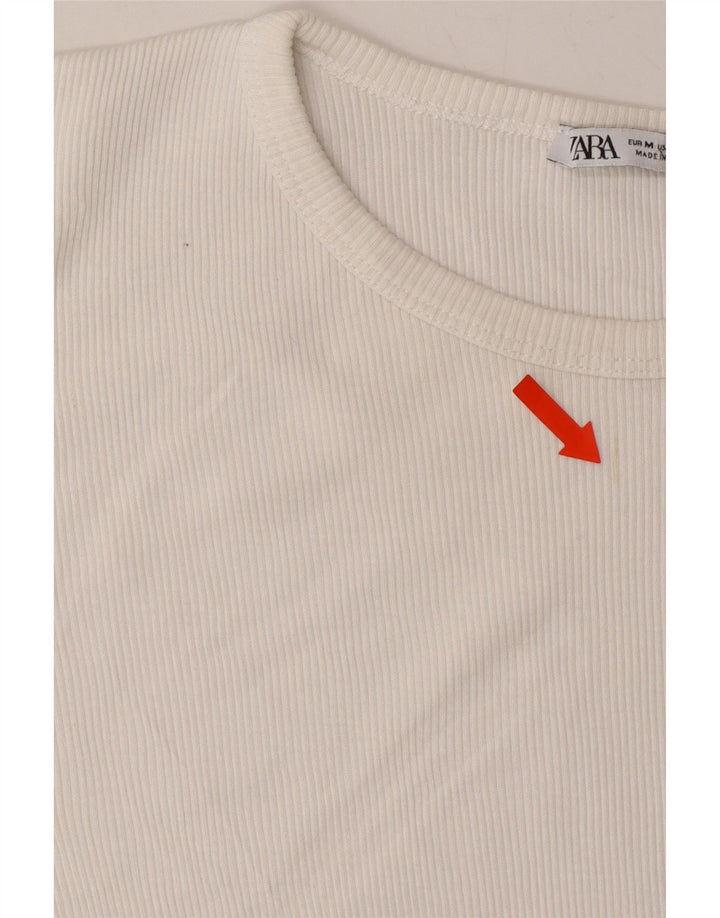 ZARA Womens T-Shirt Top UK 14 Medium White Vintage Zara and Second-Hand Zara from Messina Hembry 