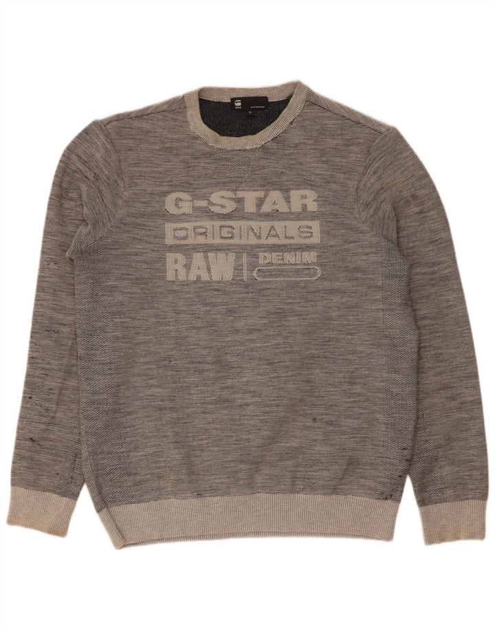 G-Star Herre grafisk sweatshirt Jumper Medium Grey Flecked Bomuld
