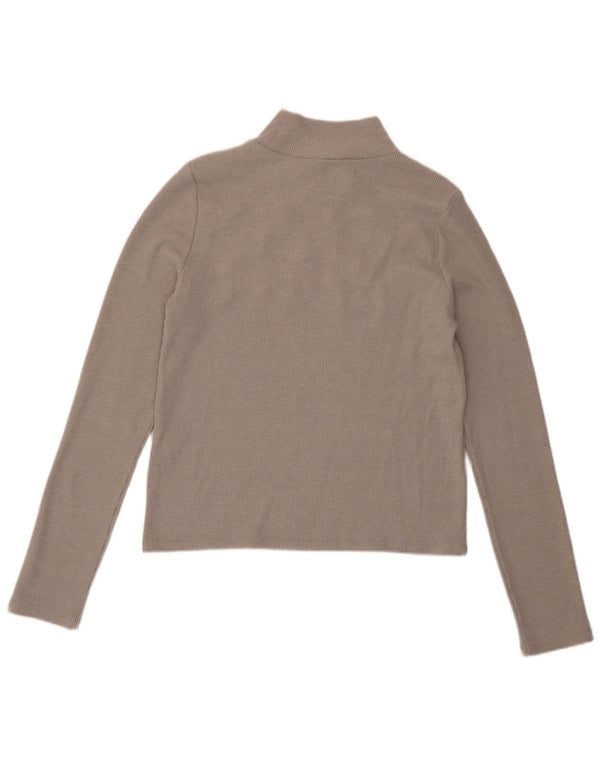 Zara Womens Crop Top Langærmet UK 14 Large Grå Polyester
