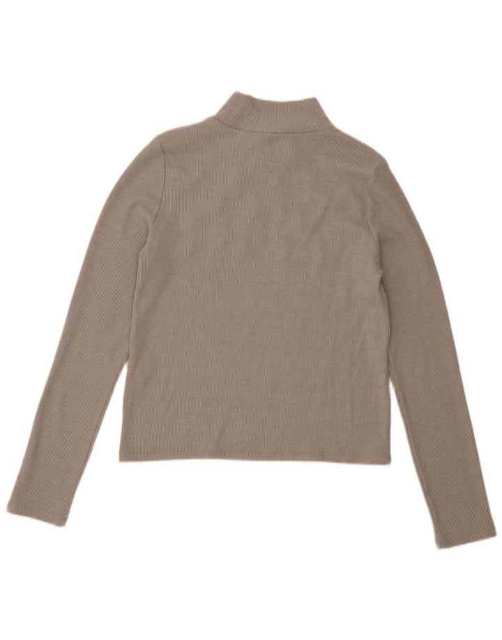 Zara Womens Crop Top Langærmet UK 14 Large Grå Polyester
