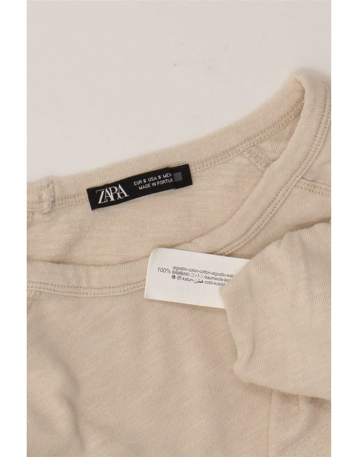Zara Herre Top Langærmet Lille Beige Bomuld