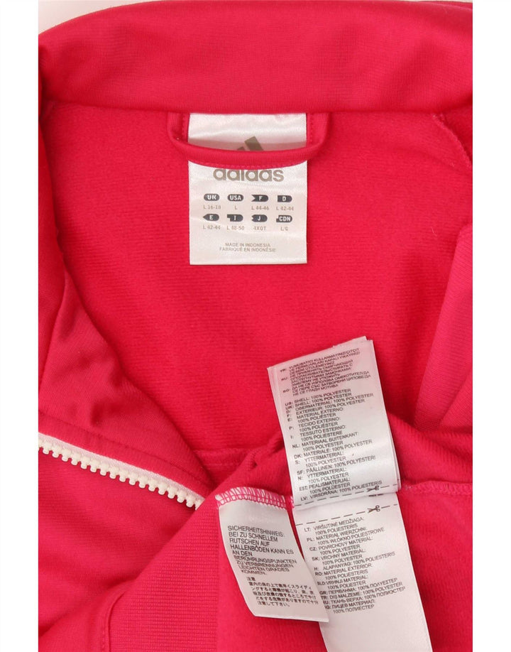 Adidas træningsdragt topjakke til kvinder UK 16/18 Stor Pink Polyester