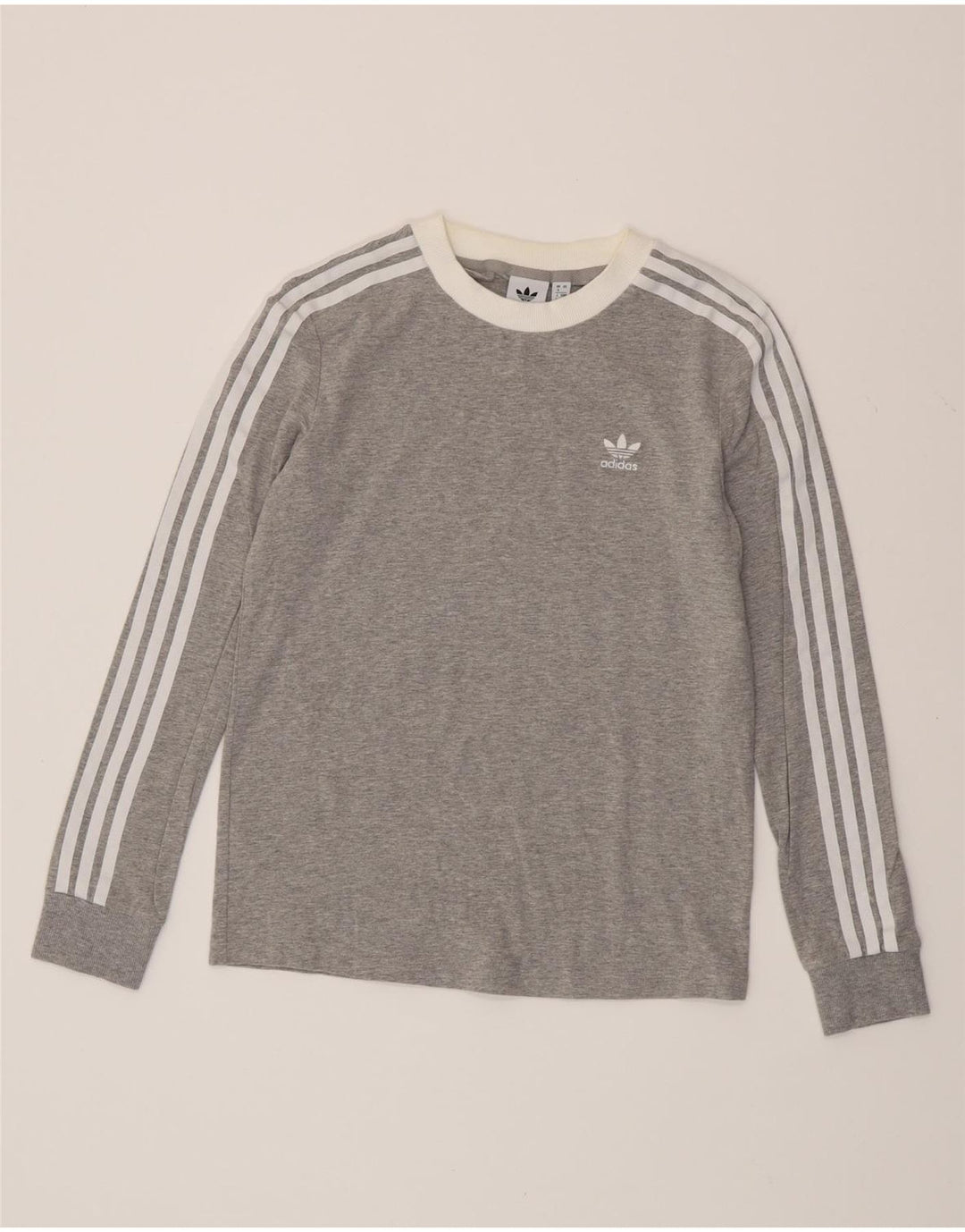 ADIDAS Dame Top Langærmet UK 8 Small Grey Flecked Bomuld