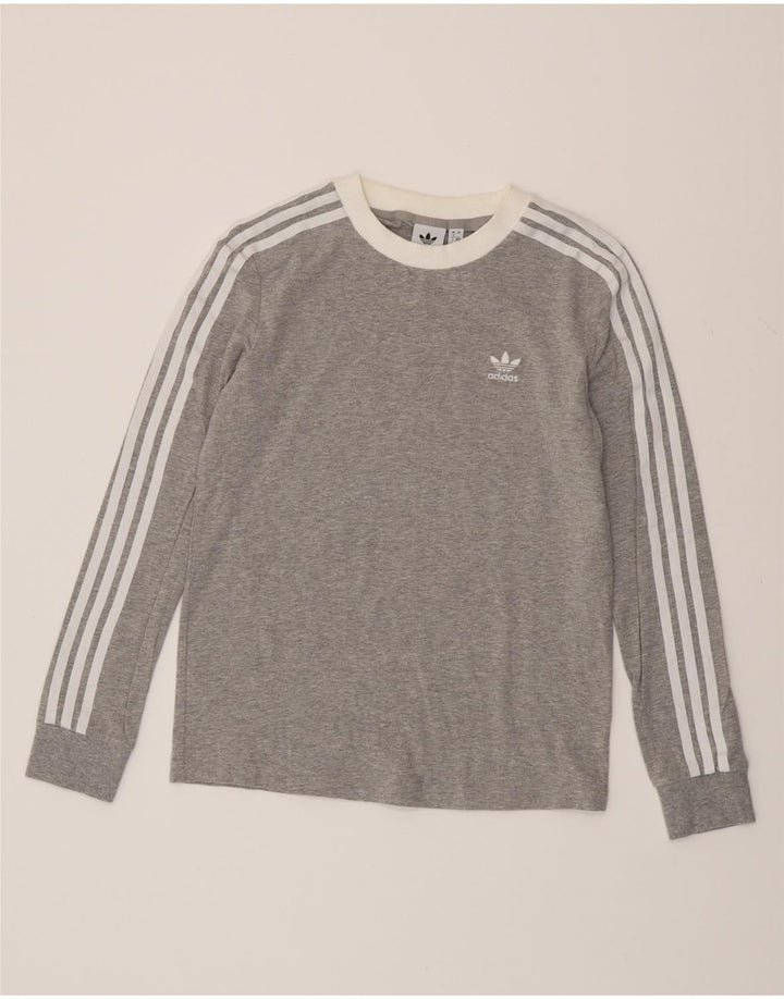 ADIDAS Dame Top Langærmet UK 8 Small Grey Flecked Bomuld