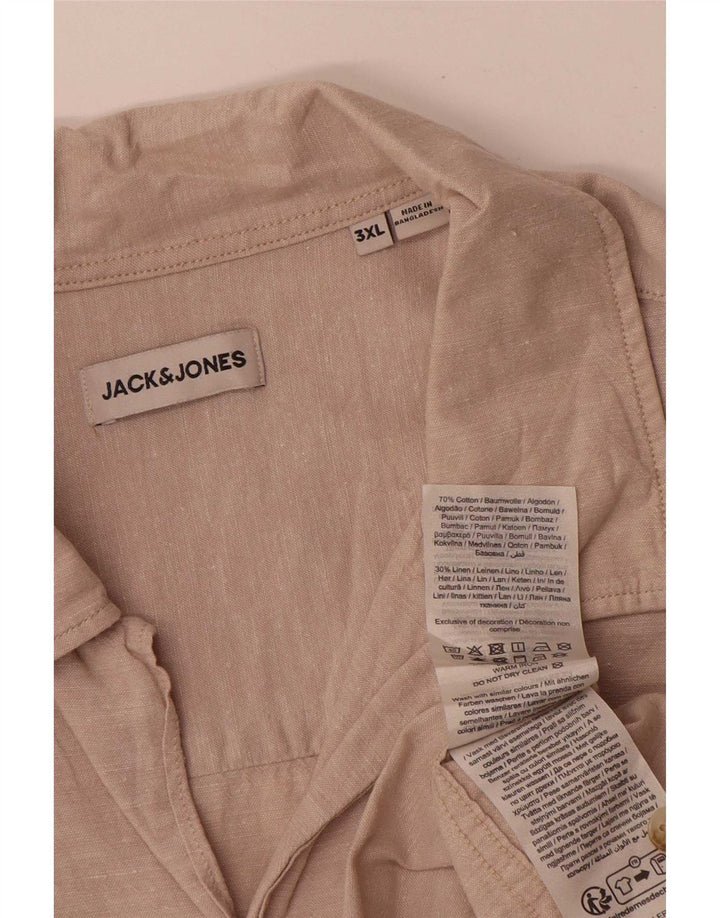 Jack & Jones kortærmet herreskjorte 3XL beige bomuld