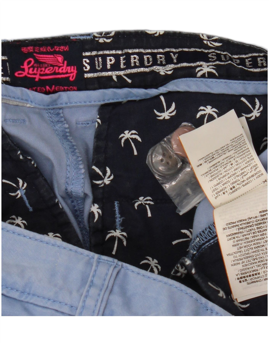 SUPERDRY chinoshorts til kvinder W34 store blå bomuld