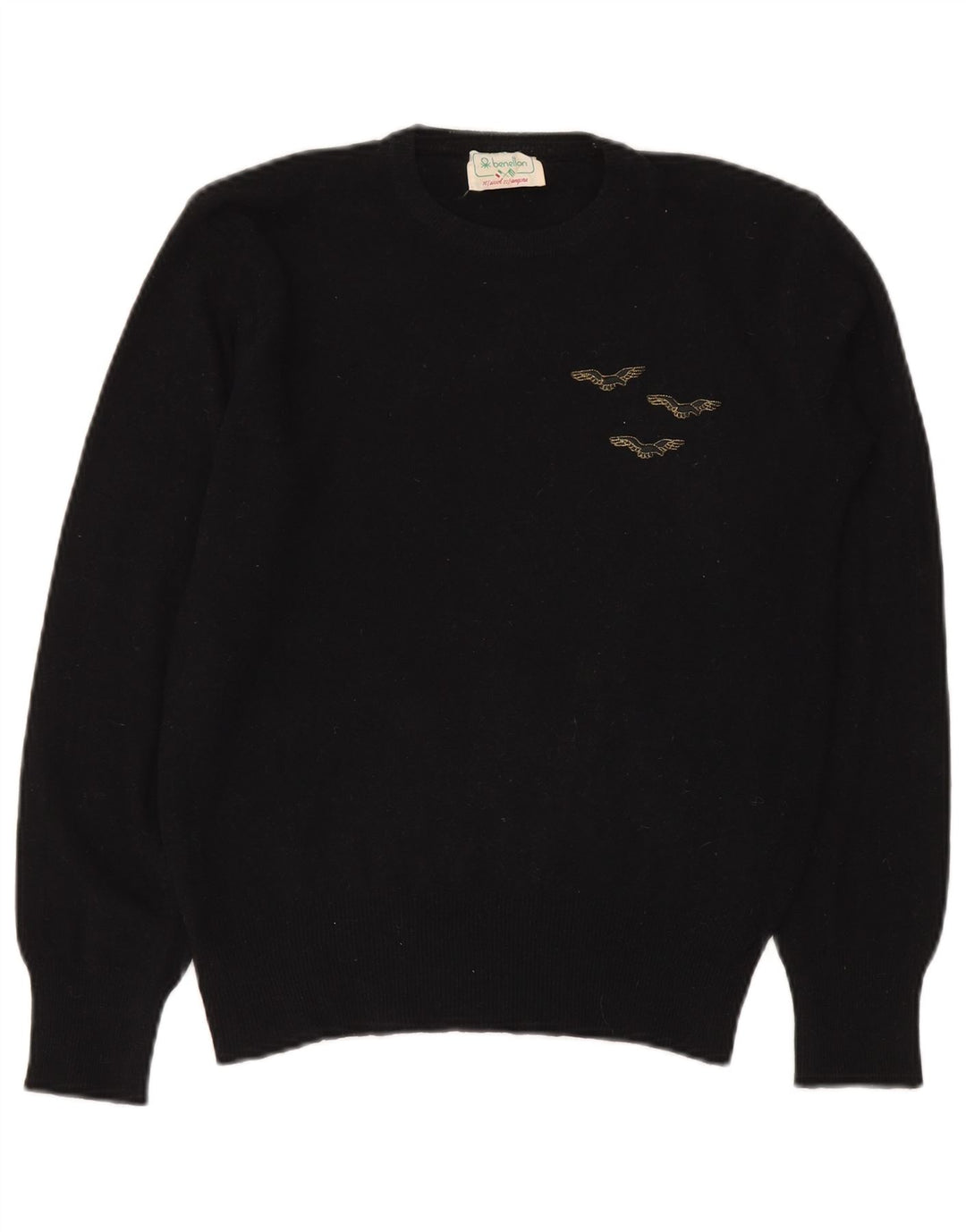 Benetton Dame sweater med rund hals IT 50 XL sort uld