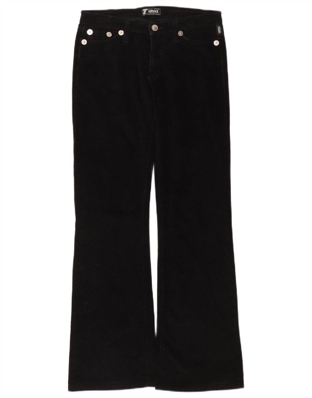 Versace Dame Flare fløjlsbukser W28 L30 Sort