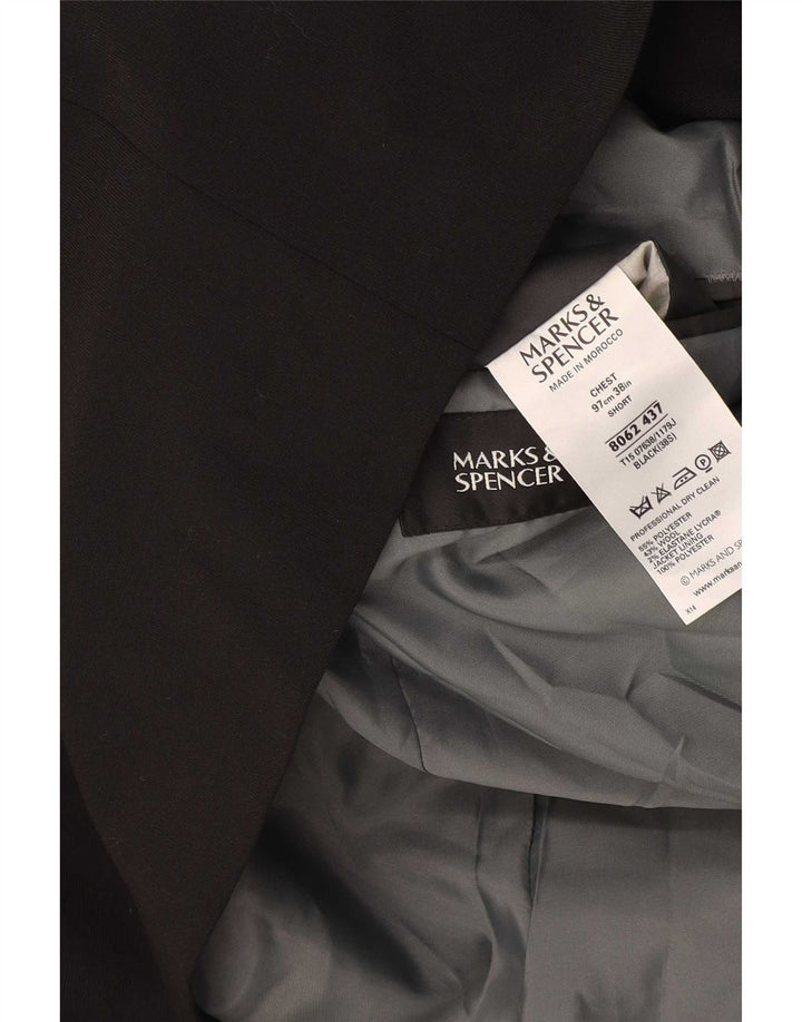 Marks & Spencer Herre Short 3 Button Blazer Jacket UK 38 Medium Black
